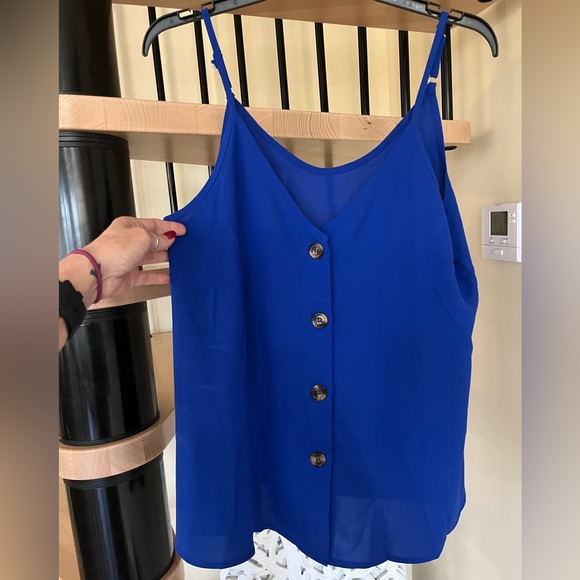 NWOT Button Down Strappy Top - Blue - Picture 2 of 4